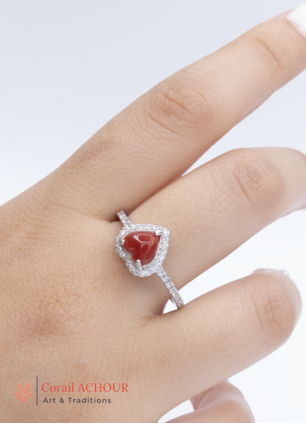 Bague en Argent 925 et Corail rouge 011