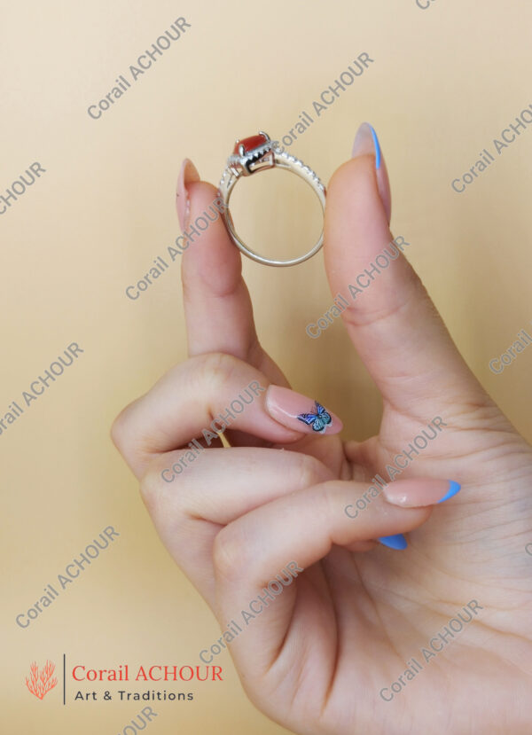 Bague en Argent 925 et Corail rouge 011 – Image 5