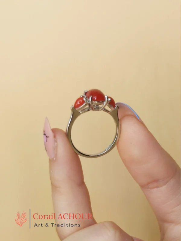 Bague en Argent 925 et Corail rouge 009 – Image 4