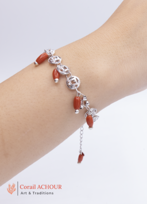 Bracelet en Corail rouge 0055 et argent