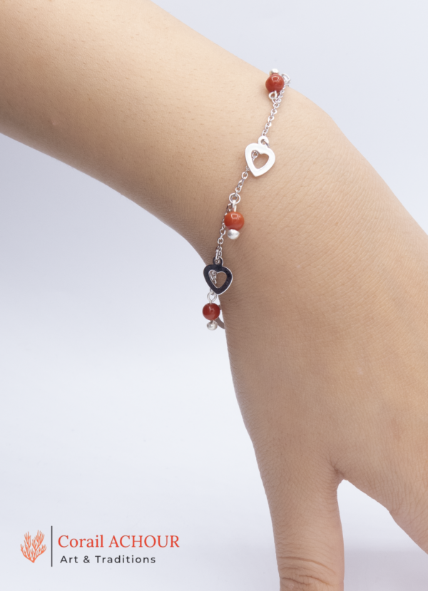 Bracelet en Corail rouge 0011 et argent