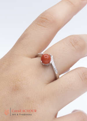 Bague en Argent 925 et Corail rouge 0121