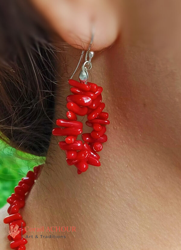 Boucles d'Oreilles en Corail rouge véritable cuppolino – Image 2