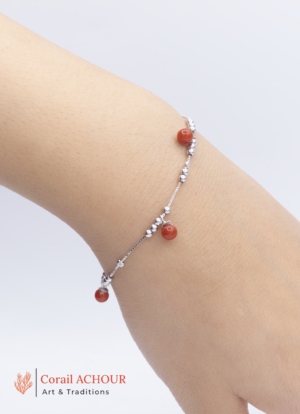 Bracelet en Corail rouge 0011 et argents