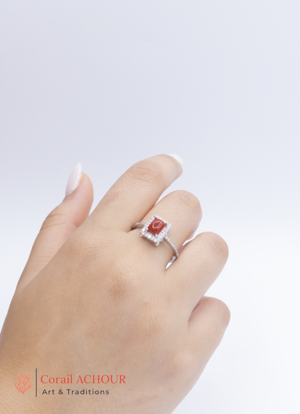 Bague en Argent 925 et Corail rouge 014 – Image 3