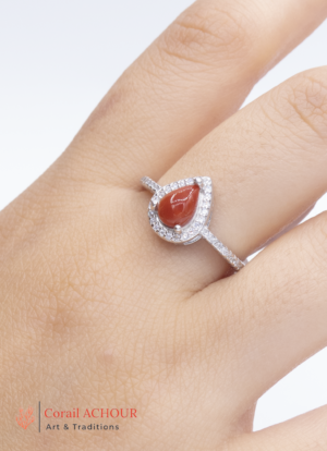 Bague en Argent 925 et Corail rouge 015