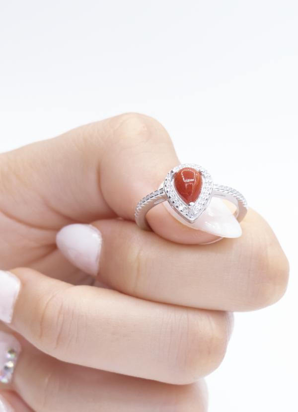 Bague en Argent 925 et Corail rouge 015 – Image 2