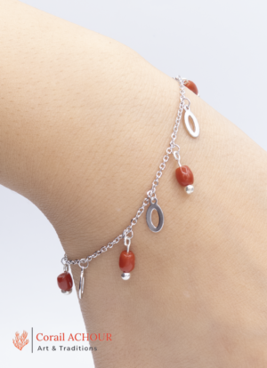 Bracelet en Corail rouge 0016 et argents