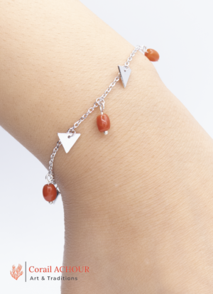 Bracelet en Corail rouge 0017 et argent