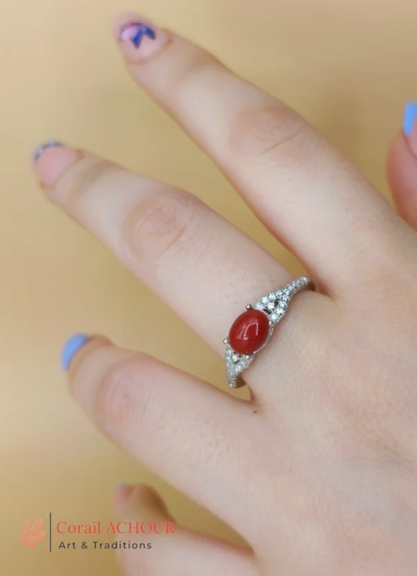 Bague en Argent 925 et Corail rouge 013 – Image 3