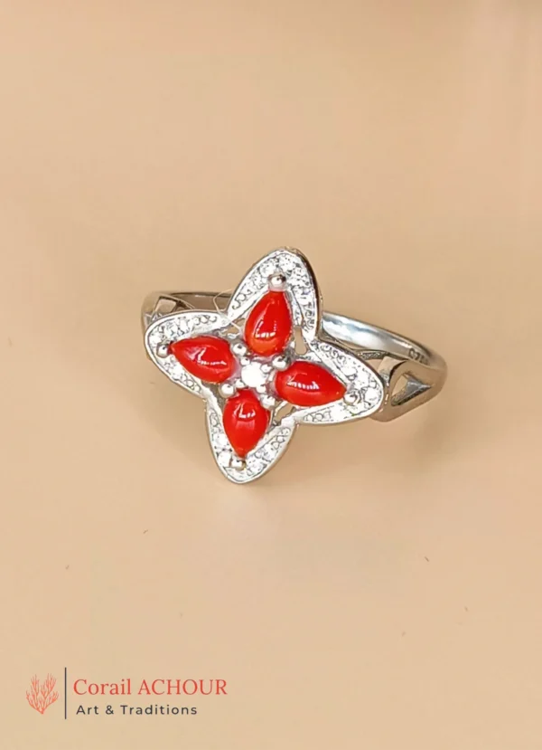 Bague en Argent 925 et Corail rouge 005 – Image 3