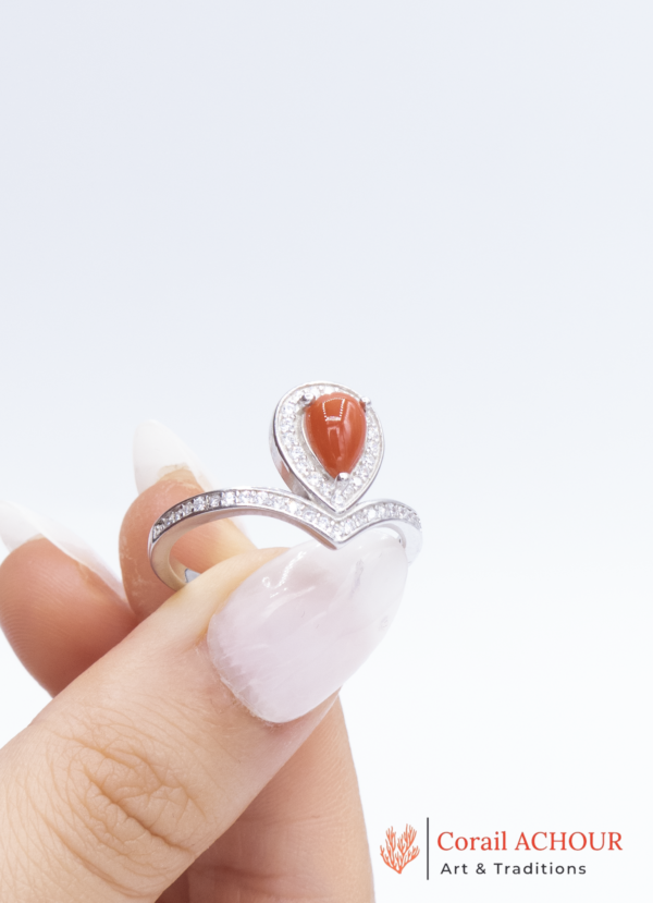 Bague en Argent 925 et Corail rouge 0022 st2