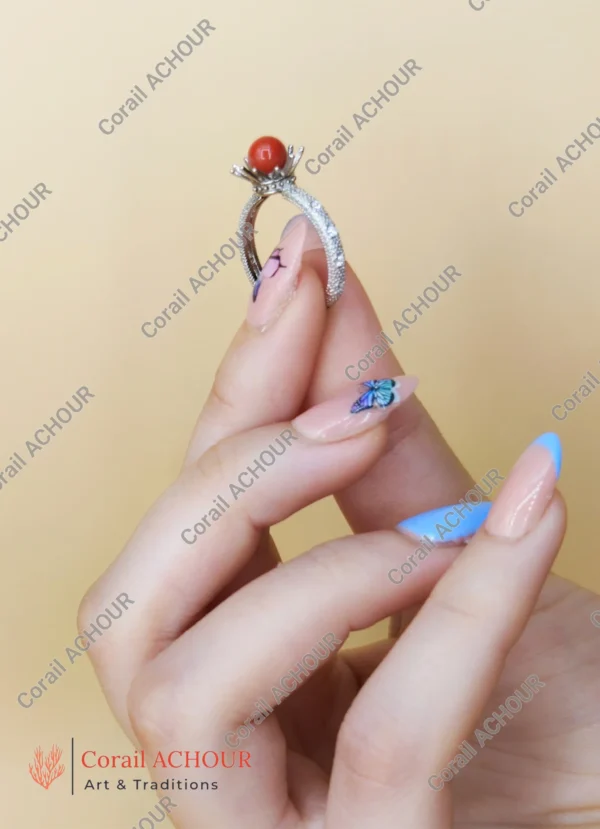 Bague en Argent 925 et Corail rouge 059 – Image 3