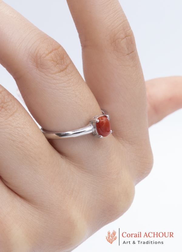 Bague en Argent 925 et Corail rouge 023 sst