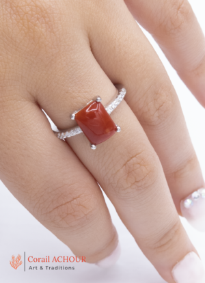 Bague en Argent 925 et Corail rouge 027 sw