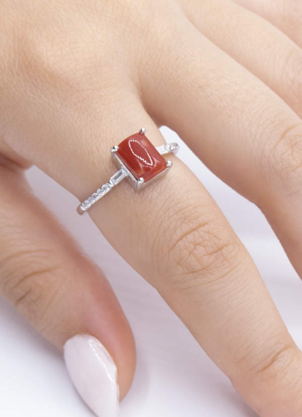 Bague en Argent 925 et Corail rouge 027 – Image 3