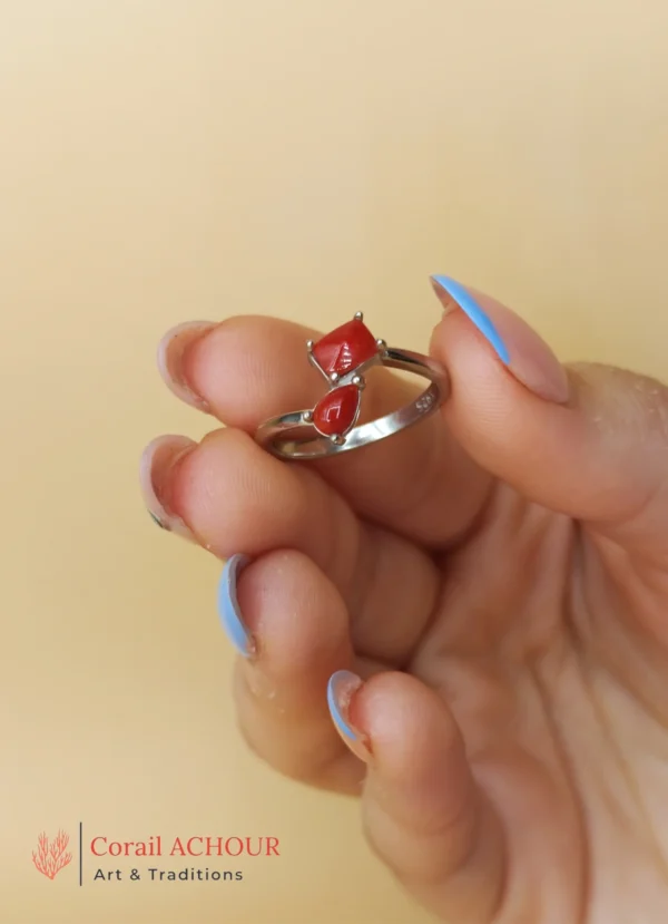 Bague en Argent 925 et Corail rouge 041 – Image 4