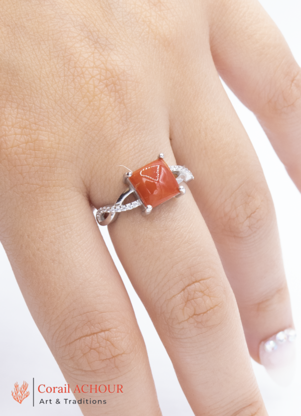 Bague en Argent 925 et Corail rouge 030 SSZ