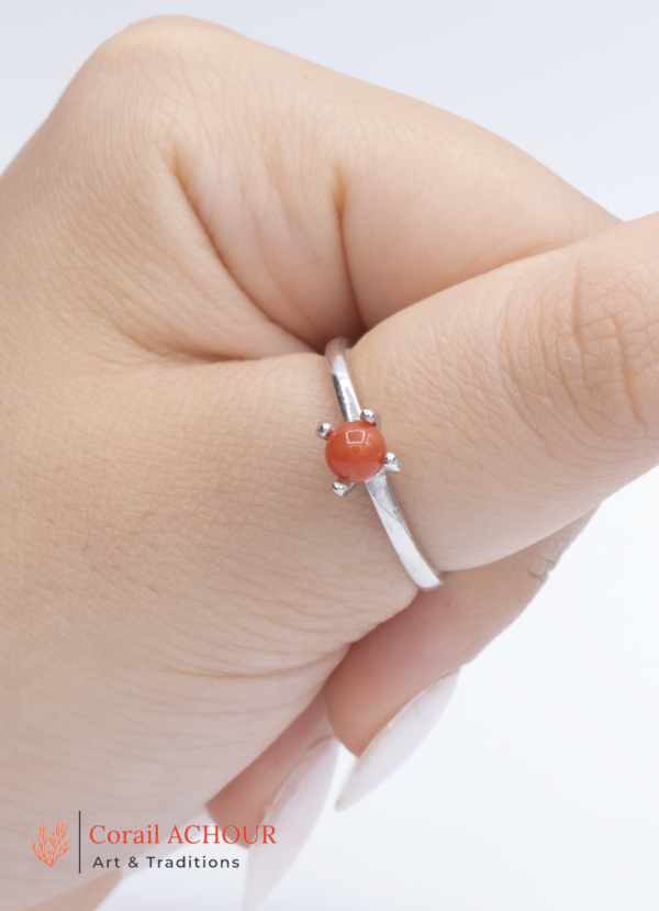 Bague en Argent 925 et Corail rouge 032 TR