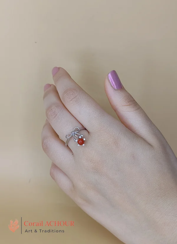 Bague en Argent 925 et Corail rouge 051 – Image 3