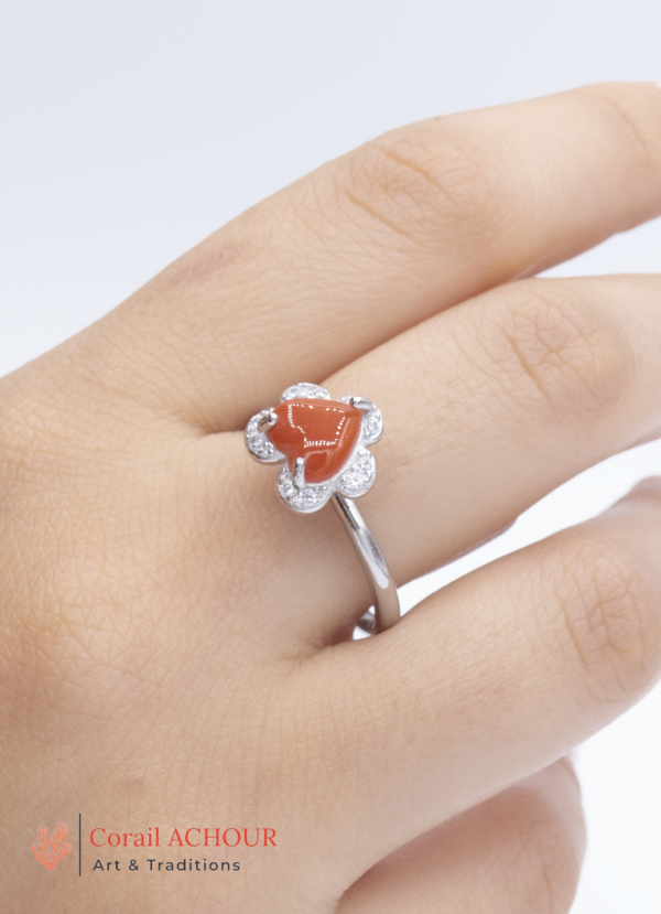 Bague en Argent 925 et Corail rouge 037 DQ