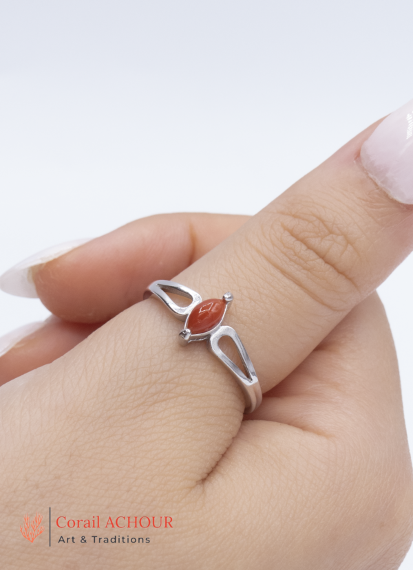 Bague en Argent 925 et Corail rouge 038 BN