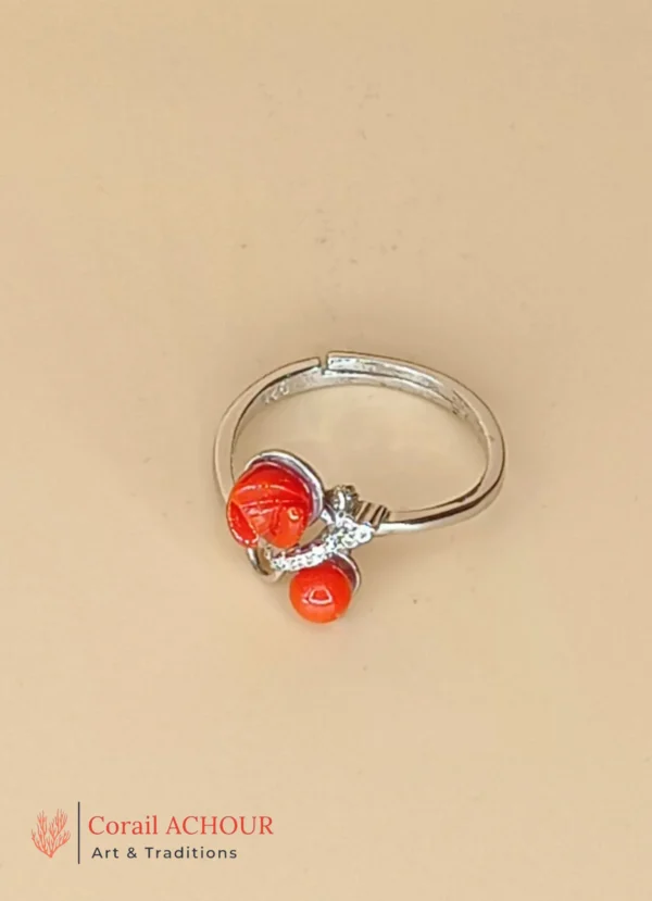 Bague en Argent 925 et Corail rouge 001 – Image 5