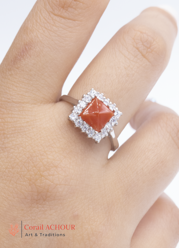 Bague en Argent 925 et Corail rouge 040 SQ