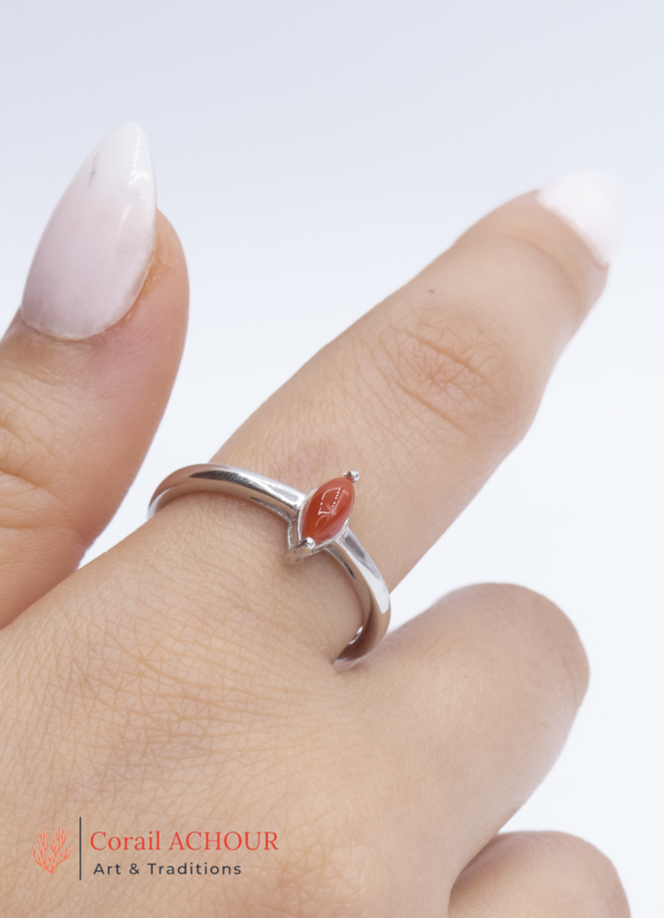 Bague en Argent 925 et Corail rouge 042