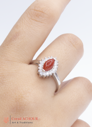 Bague en Argent 925 et Corail rouge 044 cr