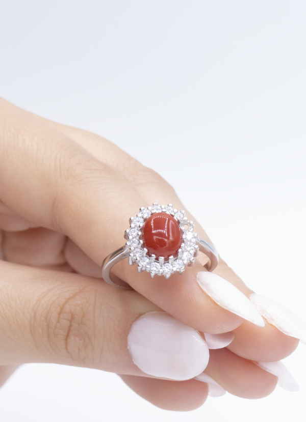 Bague en Argent 925 et Corail rouge 045 – Image 3