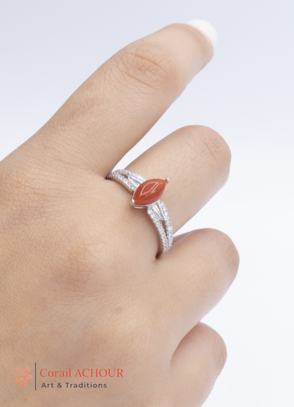 Bague en Argent 925 et Corail rouge 049 hg