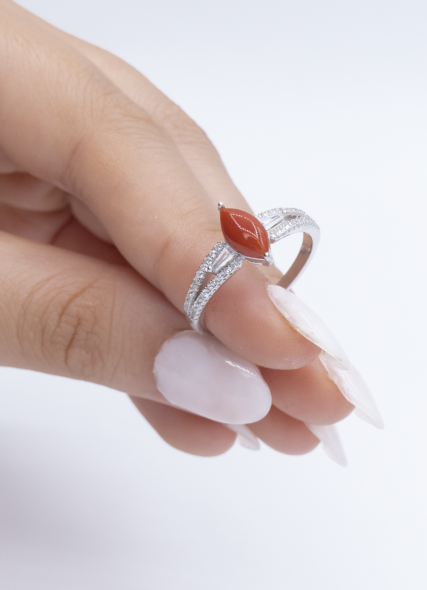 Bague en Argent 925 et Corail rouge 049 – Image 2