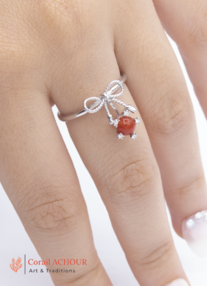 Bague en Argent 925 et Corail rouge 051 ss