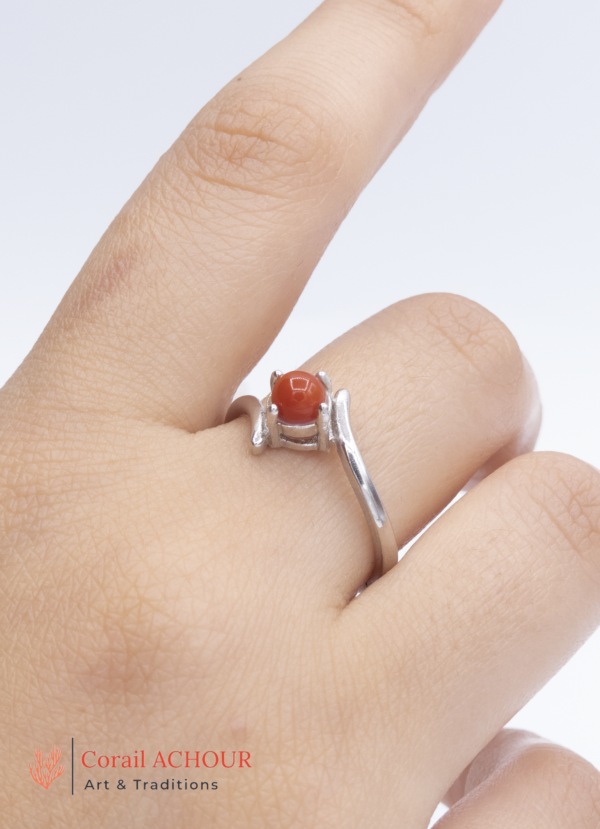 Bague en Argent 925 et Corail rouge 056 ss