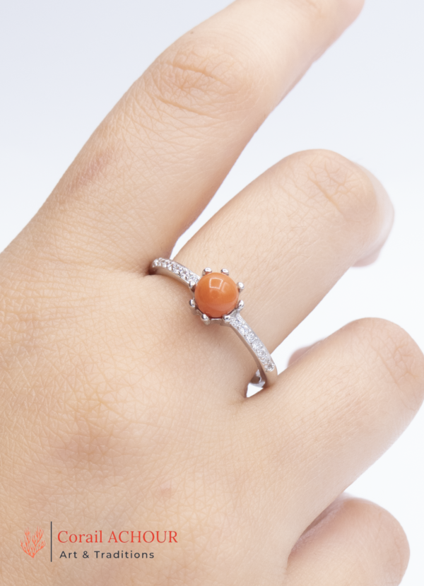 Bague en Argent 925 et Corail rouge 057 jj