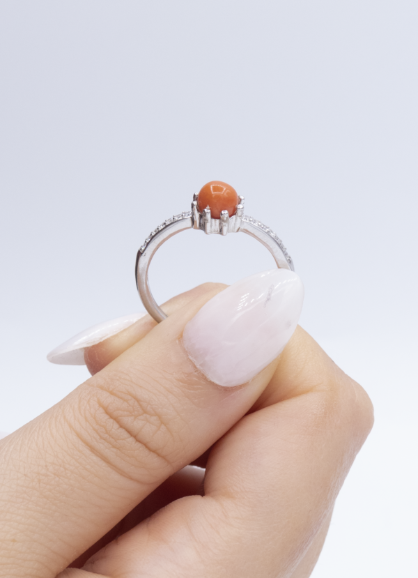 Bague en Argent 925 et Corail rouge 057 – Image 2