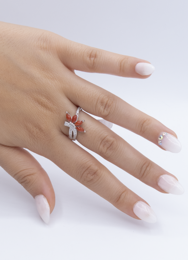 Bague en Argent 925 et Corail rouge 006 – Image 3