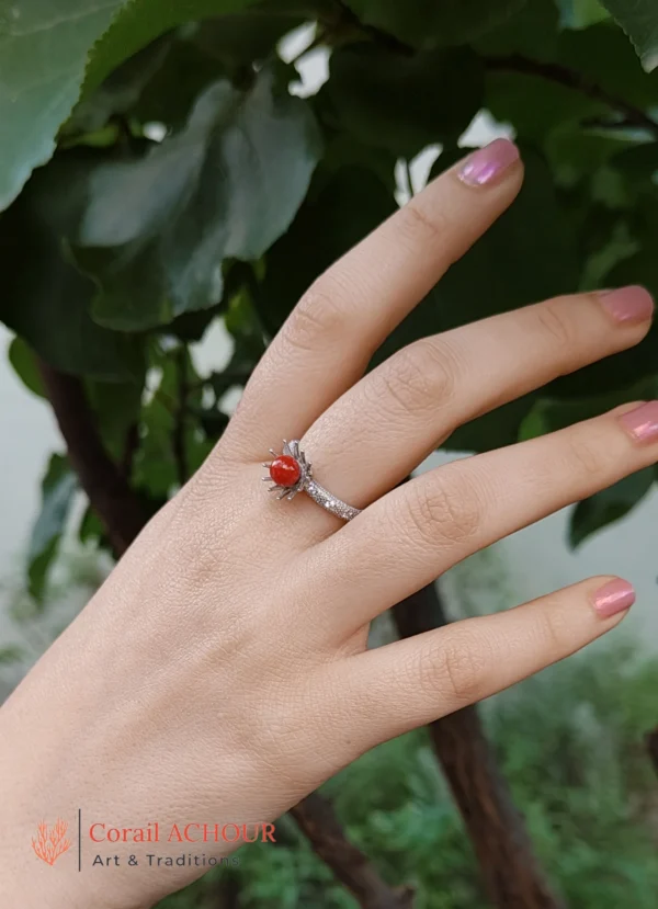 Bague en Argent 925 et Corail rouge 059 – Image 4