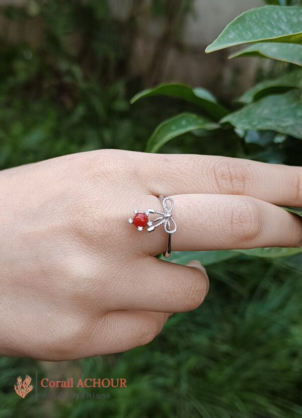 Bague en Argent 925 et Corail rouge 051 – Image 2