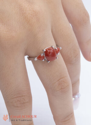 Bague en Argent 925 et Corail rouge 009 et suite