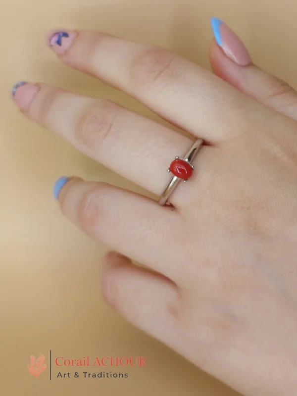 Bague en Argent 925 et Corail rouge 023 – Image 3