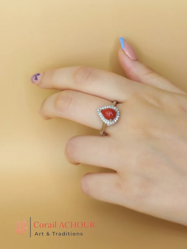 Bague en Argent 925 et Corail rouge 015 – Image 3