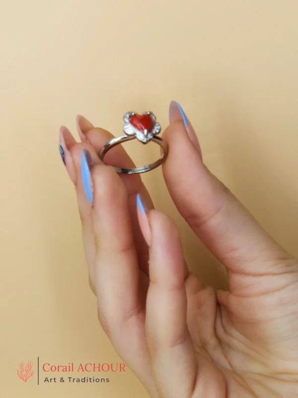 Bague en Argent 925 et Corail rouge 037 – Image 2