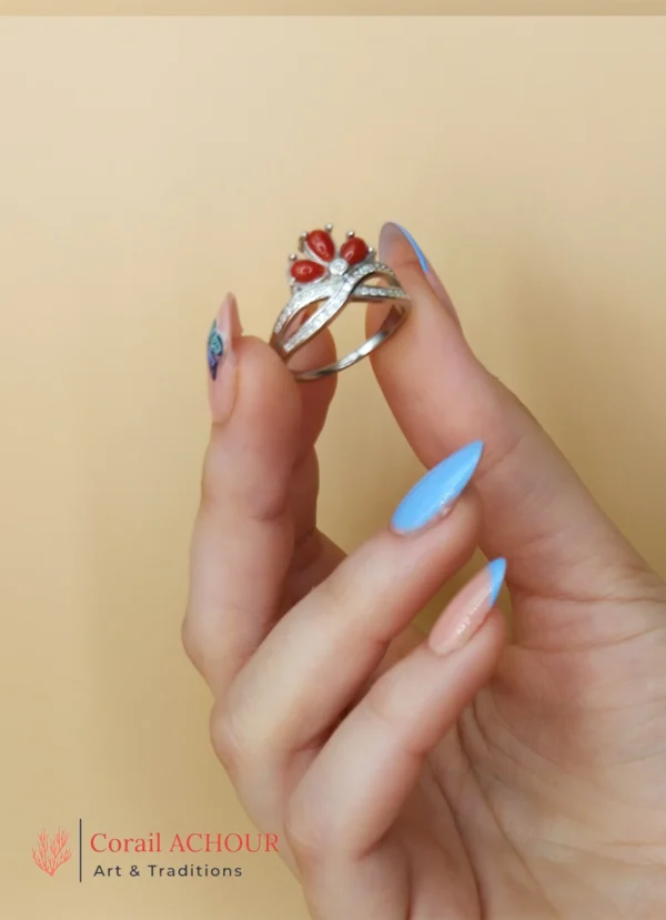 Bague en Argent 925 et Corail rouge 058 – Image 4