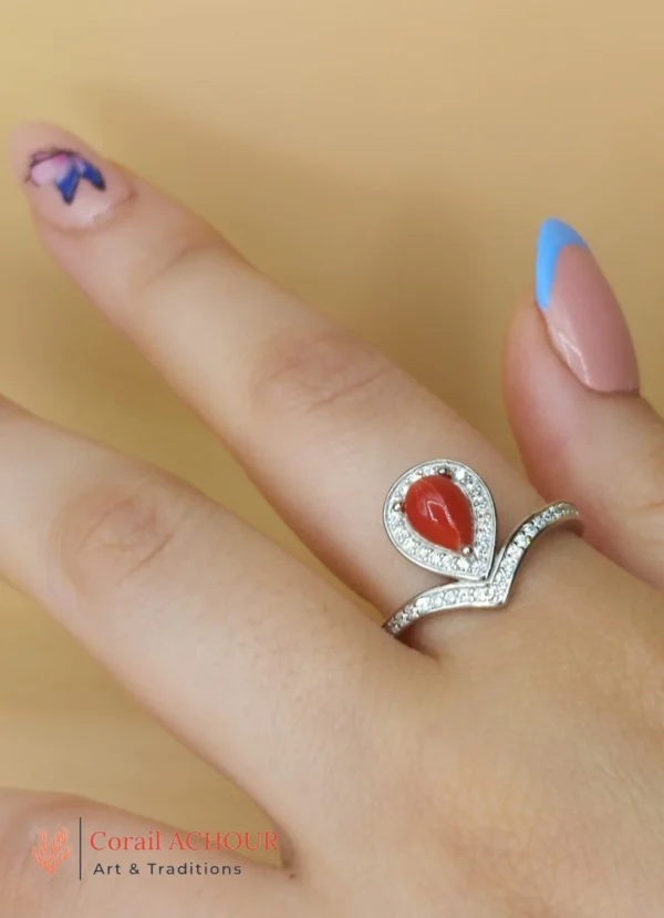 Bague en Argent 925 et Corail rouge 022 – Image 6