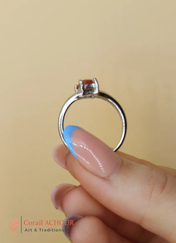 Bague en Argent 925 et Corail rouge 007 – Image 4