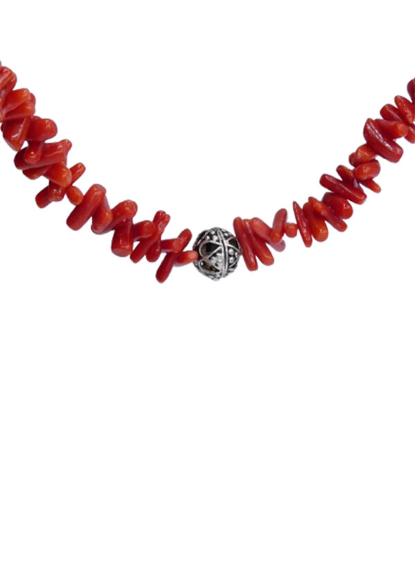 Parure en corail rouge cupolino avec boule d'argent – Image 3