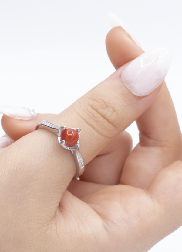 Bague en Argent 925 et Corail rouge 010 – Image 5