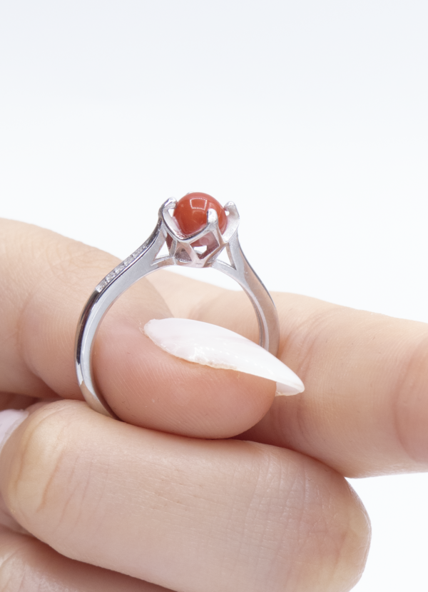 Bague en Argent 925 et Corail rouge 010 – Image 2